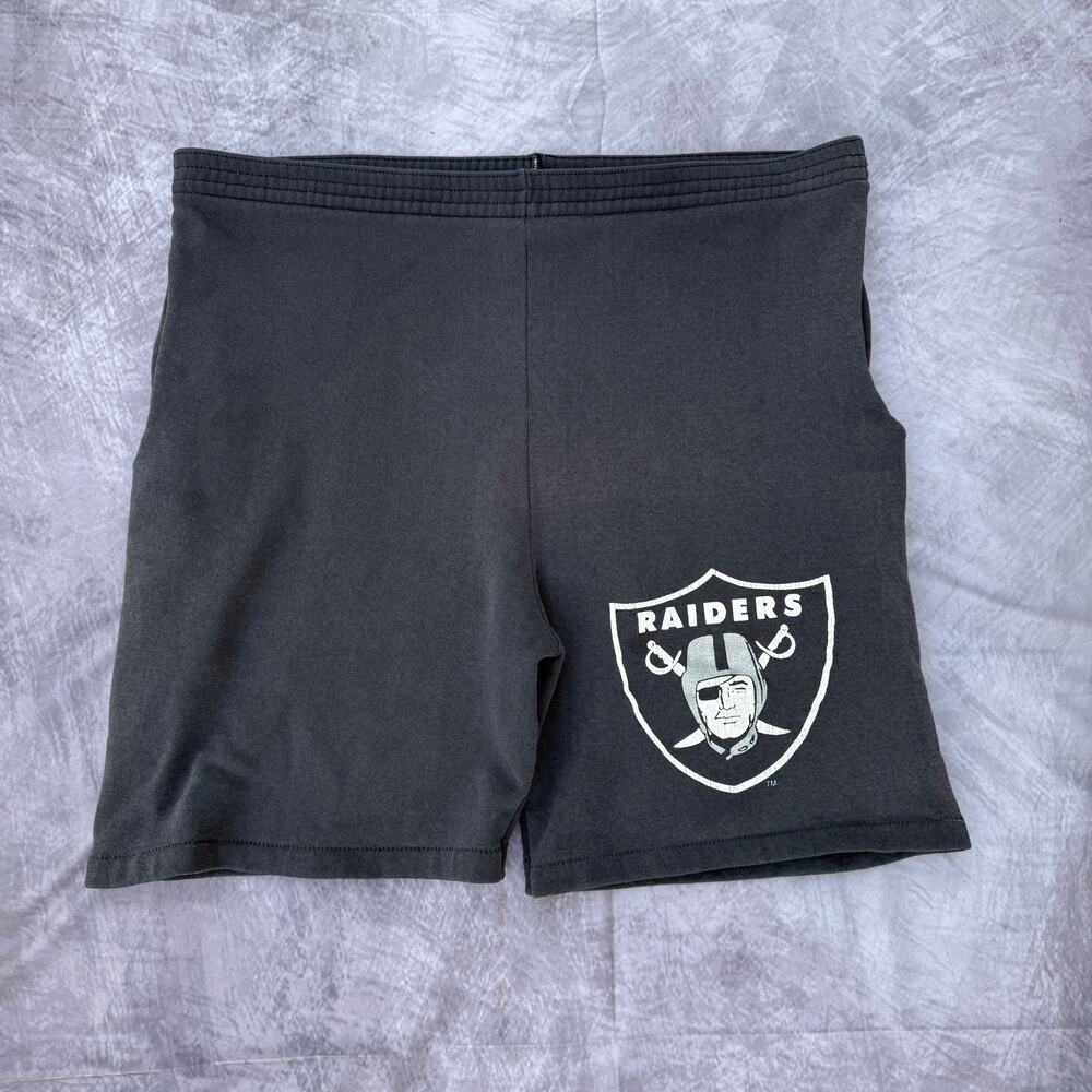 Vintage 90's Oakland Las Vegas Raiders Black Faded Sweats Sweat Shorts Sz Large